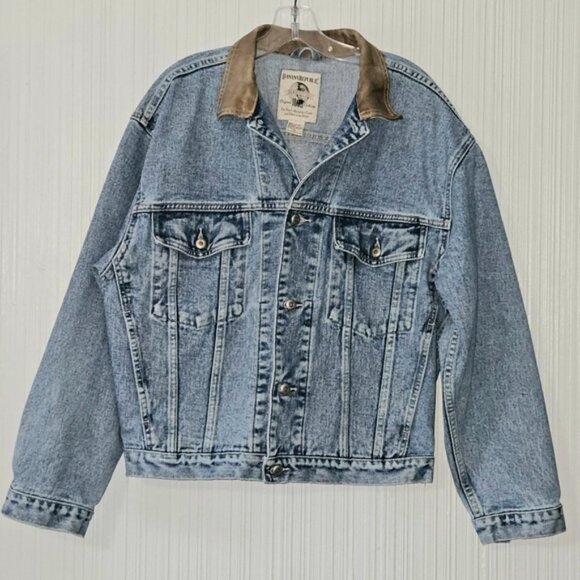 Banana Republic,  Jean Jacket w/ Leather Lined Collar, Unisex, Sz M - Picture 1 of 12